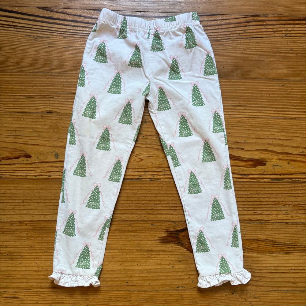Cecil and Lou white‎ holiday Christmas tree ruffle bottom pajama pants SIZE 3T